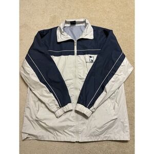 Yellowstone Navy and Tan Full Zip Windbreaker Jacket Men's M Medium Embroidered